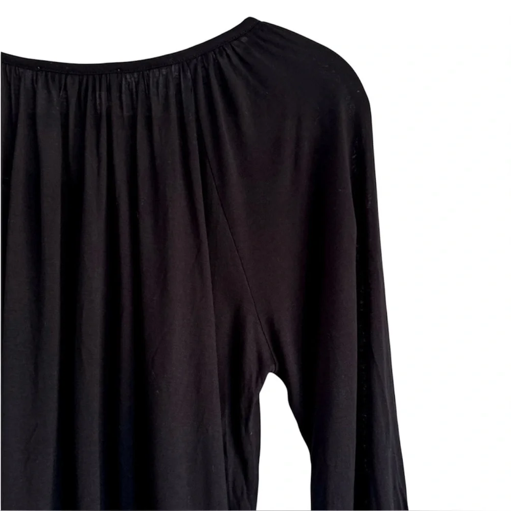 Michael Kors Black Long Sleeve Cotton Scoopneck Top Casual Blouse Medium